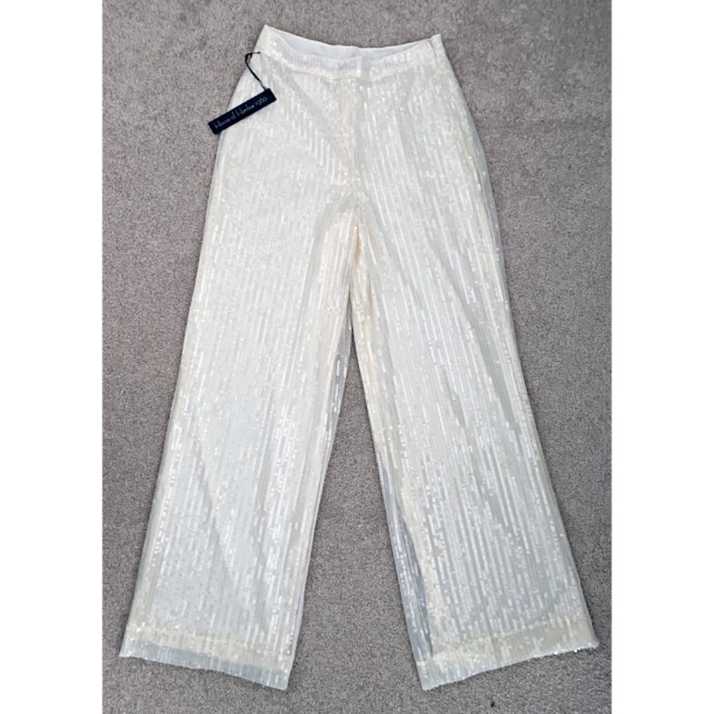 NWT! House Of Harlow 1960 Off White / Cream All Over Sequin Pants, Size 4